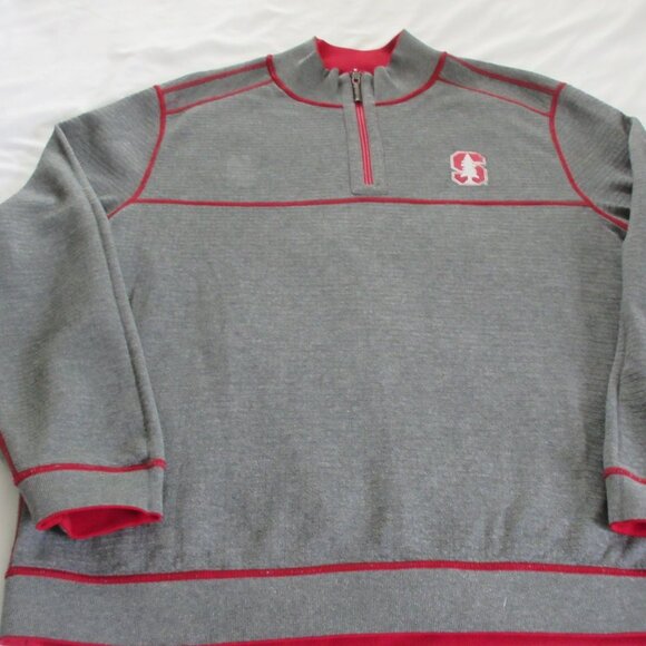 Tommy Bahama Men's 1/4 Zip Stanford Cardinals Reversible Sweater Size Large NEW - Picture 2 of 4